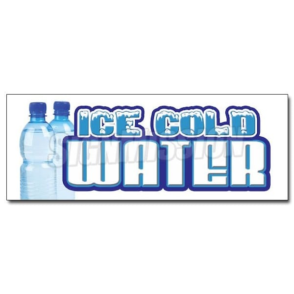 12in ICE COLD WATER DECAL sticker bottled water stand bottle spring iced drinks, D-12 Ice Cold Water